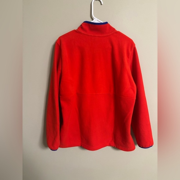 Lands’ End Women's Grid Fleece Full Zip Jacket Size Large (14-16) Orange - Picture 2 of 7